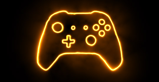 neon outline image of game controller